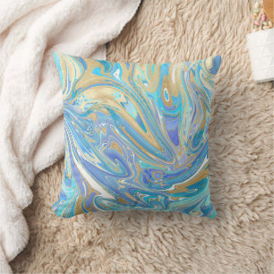 Pearlescent Aqua & Guld Vätskematerial Kudde