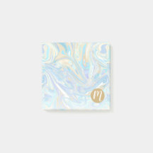 Pearlescent Aqua & Guld Vätskematerial & Monogram