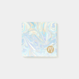 Pearlescent Aqua & Guld Vätskematerial & Monogram Post-it Block