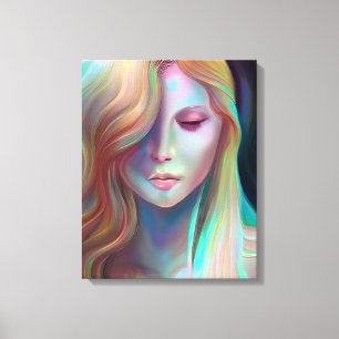 Pearlescent Fantasy Ai Art Söt Etheral Woman Canvastryck