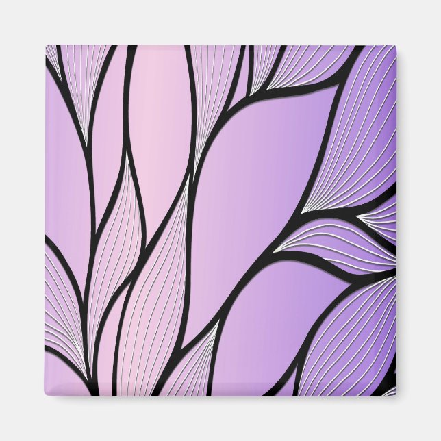 Pearlescent Lila Kreativ Lämna Mönster Magnet (Framsidan)