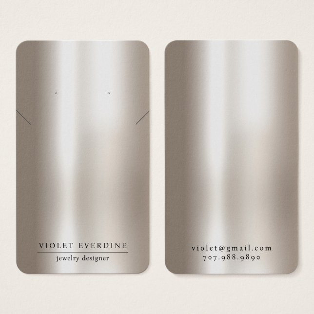 Pearlescent Typography Earring Necklace Jewelry Visitkort (Framsida & baksida)