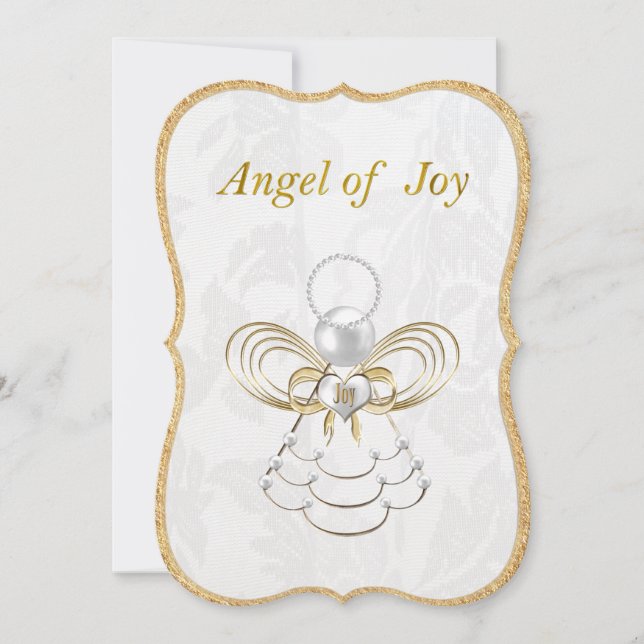 Pearls and Guld - Metallic jul Angel of Joy Julkort (Framsida)