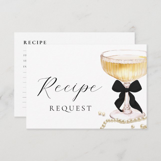 Pearls and Prosecco Black Bow Recipe Request Tilläggskort (Fram/baksida)