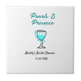 Pearls and prosecco bridal shower blue black name  kakelplatta