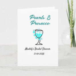 Pearls and prosecco bridal shower blue black name  kort
