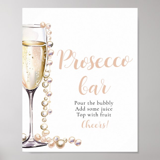 Pearls and Prosecco Champagne Prosecco Pub Sign Poster (Framsidan)