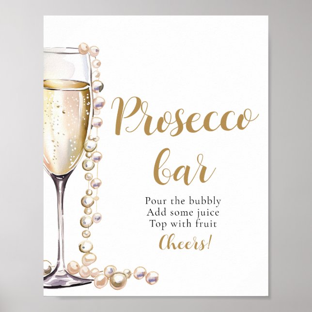 Pearls and Prosecco Champagne Prosecco Pub Sign Poster (Framsidan)