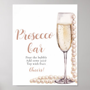 Pearls and Prosecco Champagne Prosecco Pub Sign Poster