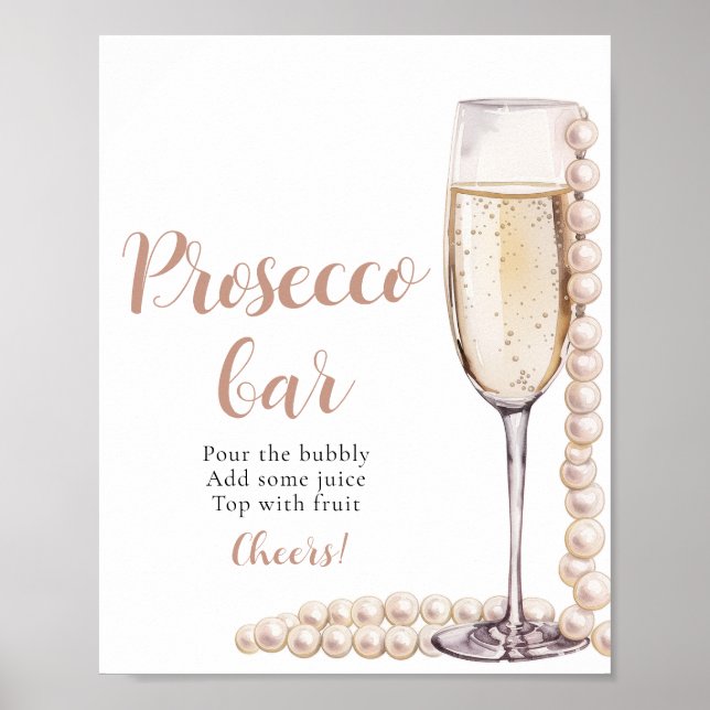 Pearls and Prosecco Champagne Prosecco Pub Sign Poster (Framsidan)