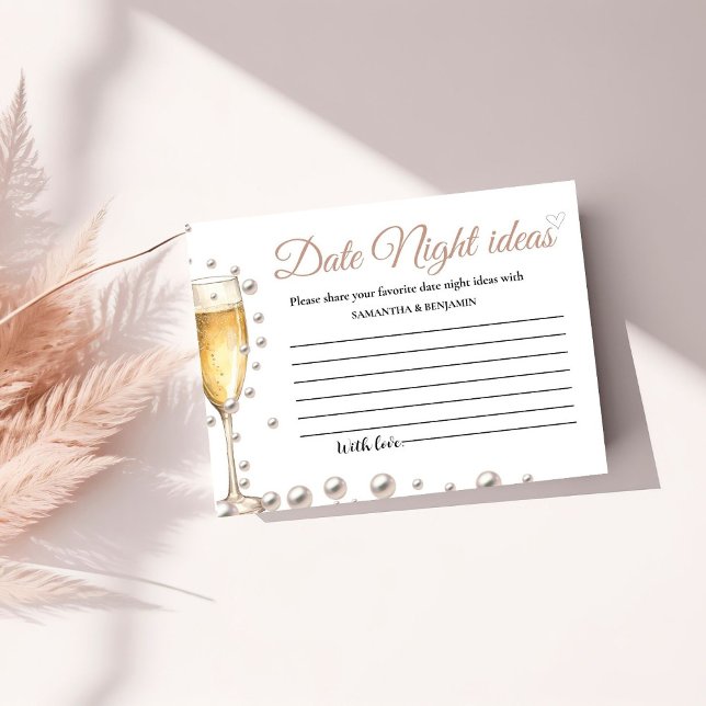 Pearls and Prosecco Date Night Ideas Möhippa Tilläggskort (Skapare uppladdad)