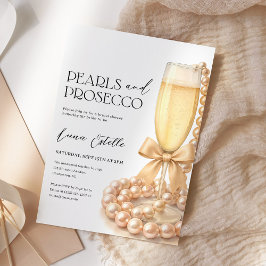 Pearls and Prosecco Elegant Bow Bridal Shower Inbjudningar
