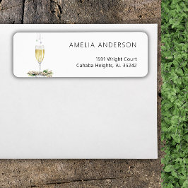 Pearls and Prosecco Elegant Greenery Möhippa Returadress Etikett