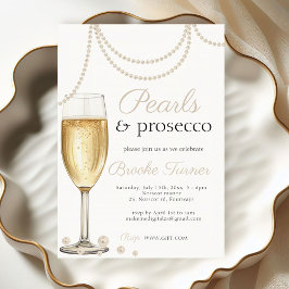 Pearls and Prosecco elegant Möhippa brunch Shower Inbjudningar