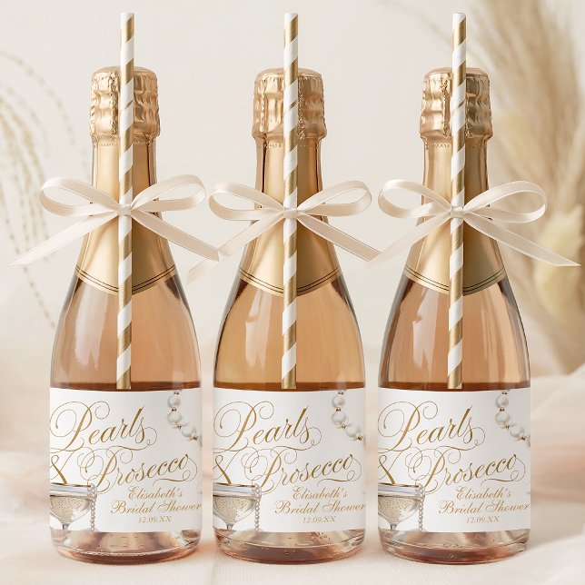 Pearls and Prosecco Mini  (Pearls and Prosecco Mini Sparkling Wine Label)