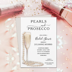 Pearls and Prosecco Möhippa Brunch & Bubly Inbjudningar