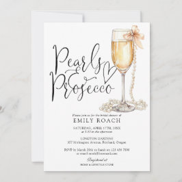 Pearls and Prosecco Photo QR Code Möhippa Inbjudningar