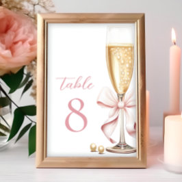 Pearls and Prosecco Rosa Bow Bordsnummer