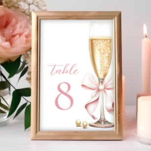 Pearls and Prosecco Rosa Bow Bordsnummer