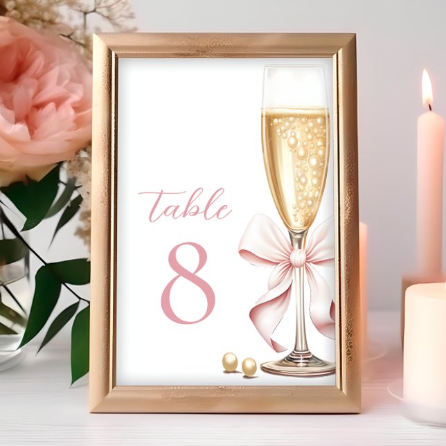 Pearls and Prosecco Rosa Bow Bordsnummer (Skapare uppladdad)