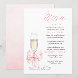 Pearls and Prosecco Whimsical Chic Menu Cards Meny