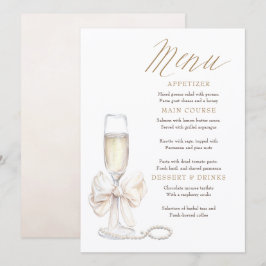 Pearls and Prosecco Whimsical Chic Menu Cards Meny