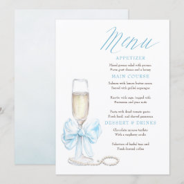 Pearls and Prosecco Whimsical Chic Menu Cards Meny