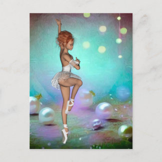 Pearls Background & Dancing Ballerina Vykort