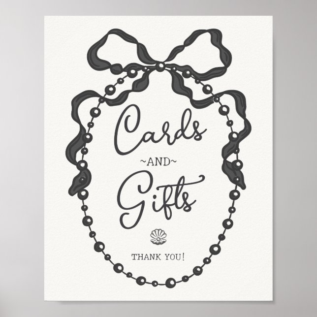 Pearls Black Coquette-kort och presentkort Poster (Framsidan)