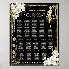 Pearls Blommigt Art Deco Gatsby Roaring 20:s sittp Poster