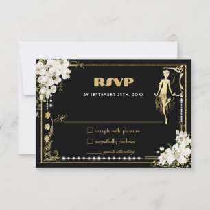 Pearls Blommigt Art Deco Gatsby Roaring Twenties OSA Kort
