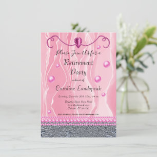 Pearls & Bright Rosa Silke Pension Party Inbjudningar