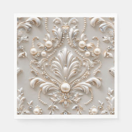 Pearls Crystals Fransk Damask Embroidery Decoupage Pappersservett