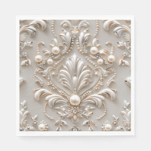 Pearls Crystals Fransk Damask Embroidery Decoupage Pappersservett