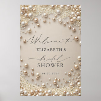 Pearls Elegant Bridal Shower Welcome Poster