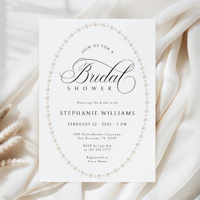 Pearls Frame Bridal Shower Invitation Inbjudningar (Skapare uppladdad)
