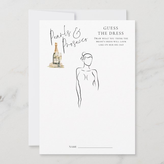 Pearls Gissa Kort för Dress-Möhippa (Framsida)