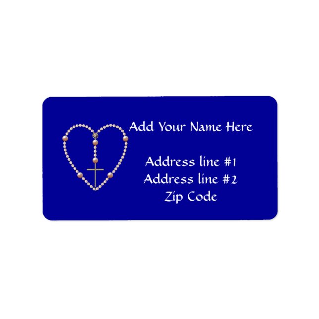 "Pearls" hjärtformade Rosary Rosary Adressetikett (Framsidan)