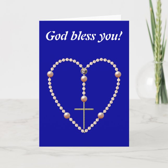 "Pearls" hjärtformade Rosary Rosary Helgkort (Framsida)