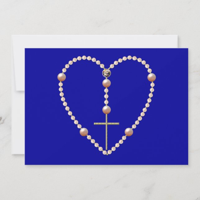 "Pearls" hjärtformade Rosary Rosary Inbjudningar (Framsida)