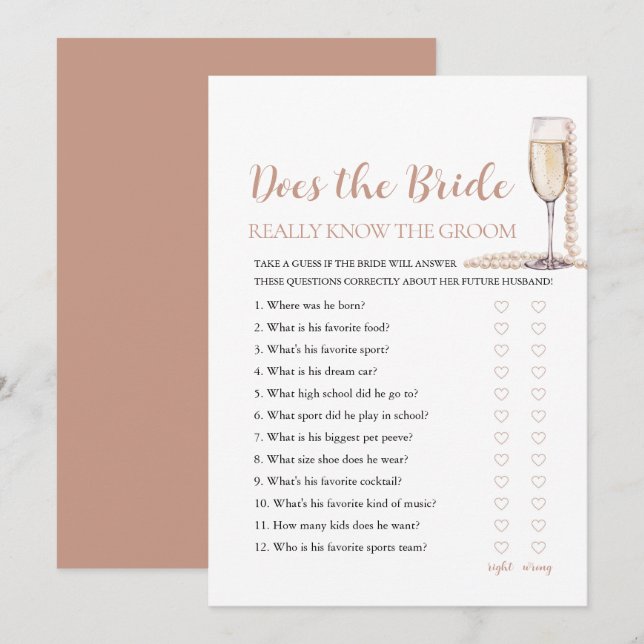 Pearls känner Bride-Verkligen till Groom-spelet Inbjudningar (Fram/baksida)