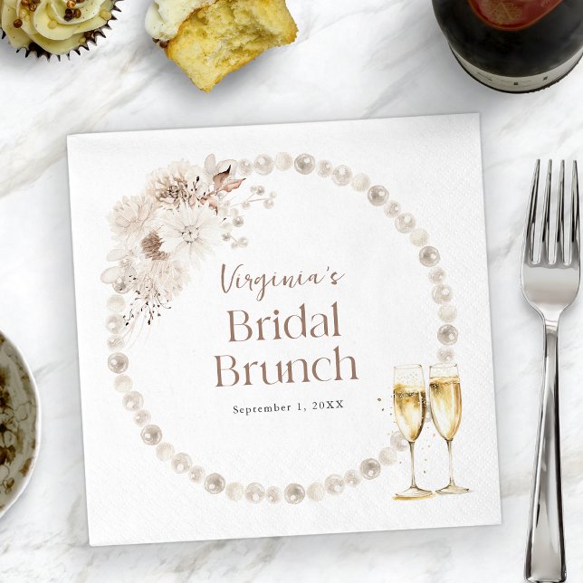Pearls Möhippa Brunch Pappersservett (Pearls Bridal Brunch Napkins
)
