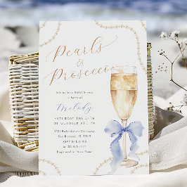 Pearls och Prosecco Blue-Möhippa Inbjudningar