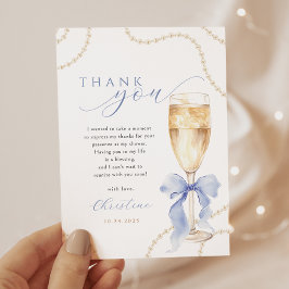 Pearls och Prosecco Blue-Möhippa Tack Kort