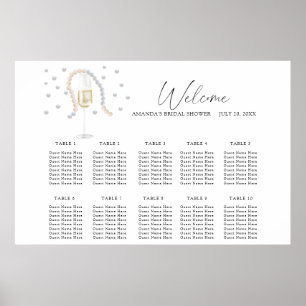 Pearls- och Prosecco bröllop-sätesdiagram Poster