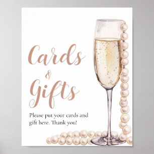 Pearls och Prosecco Champagne-kort och presentkort Poster