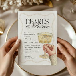 Pearls och Prosecco Elegant Brunch Möhippa Inbjudningar