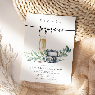 Pearls och Prosecco Elegant Guld Möhippa Inbjudningar