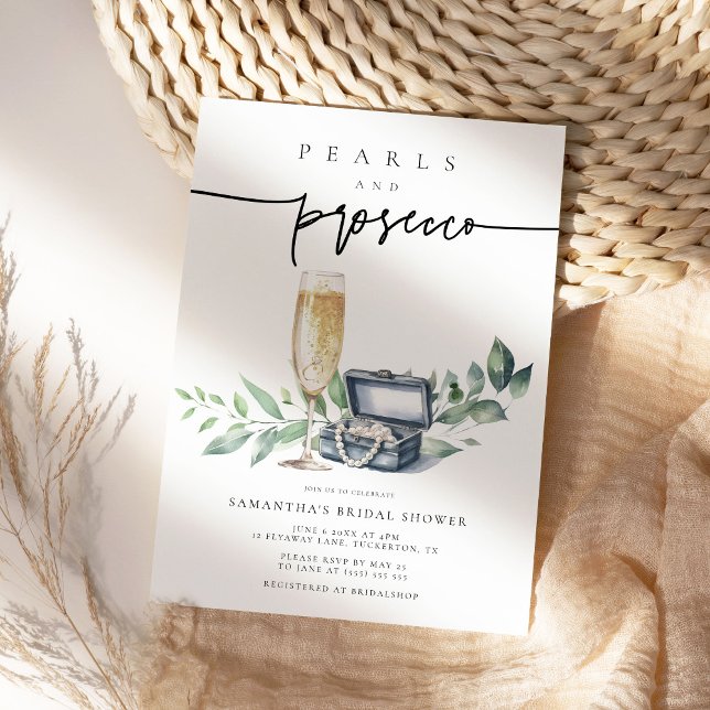 Pearls och Prosecco Elegant Guld Möhippa Inbjudningar (Skapare uppladdad)