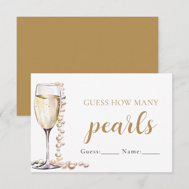 Pearls och Prosecco gissar hur många pärlor som sp Inbjudningar (Fram/baksida)